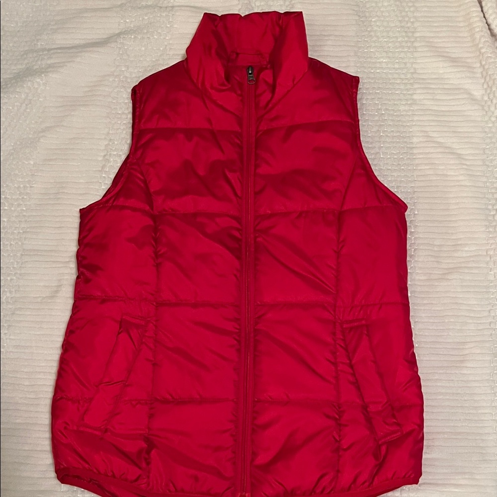 Women's Red Puffer Vest